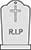 Plain Top Hole Image Grave Stone Scalloped RIP Cross